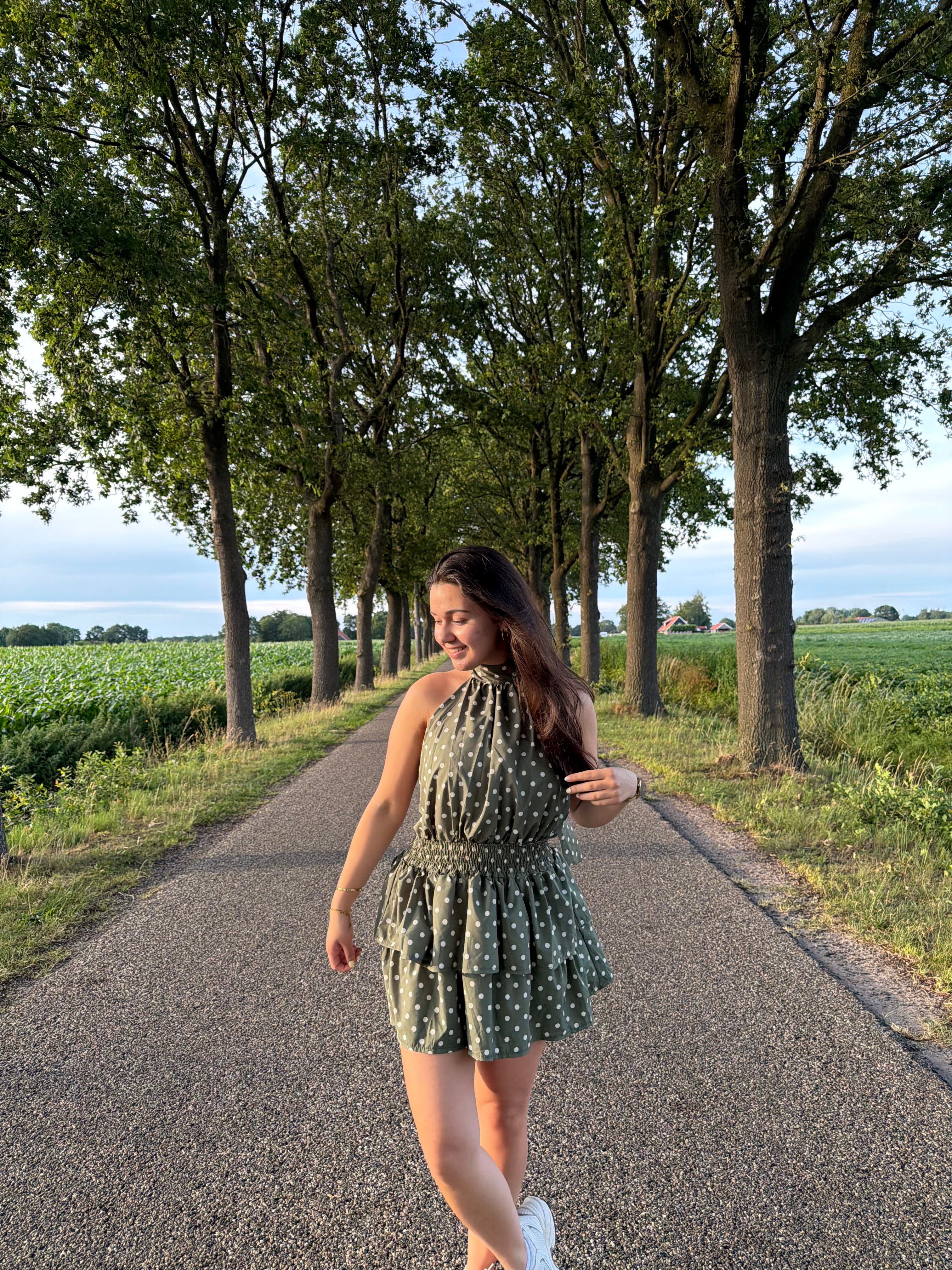 Polka dot jurkje groen