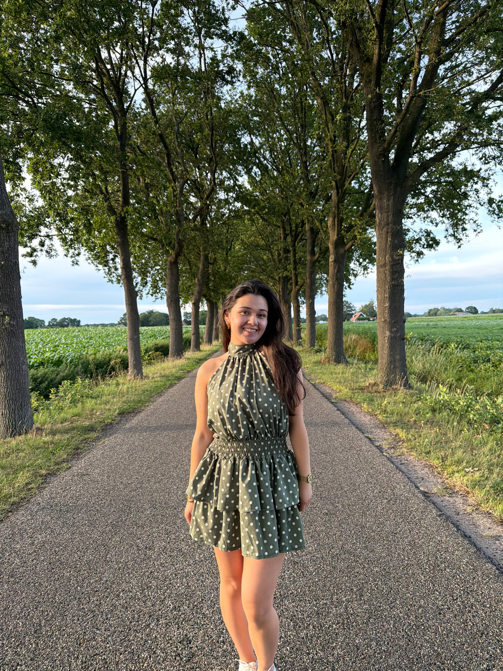 Polka dot jurkje groen