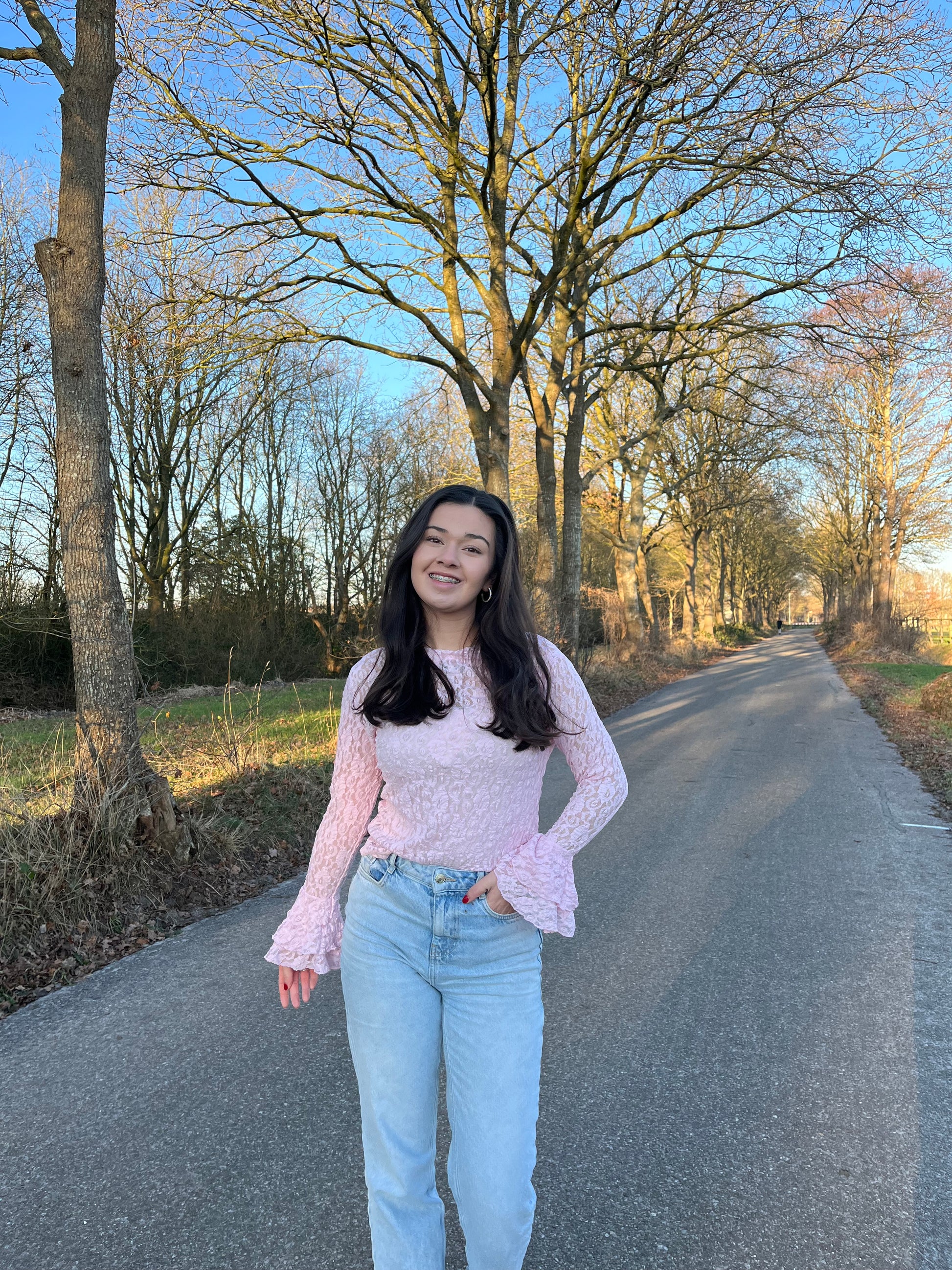 Kanten top flared mouw Macy