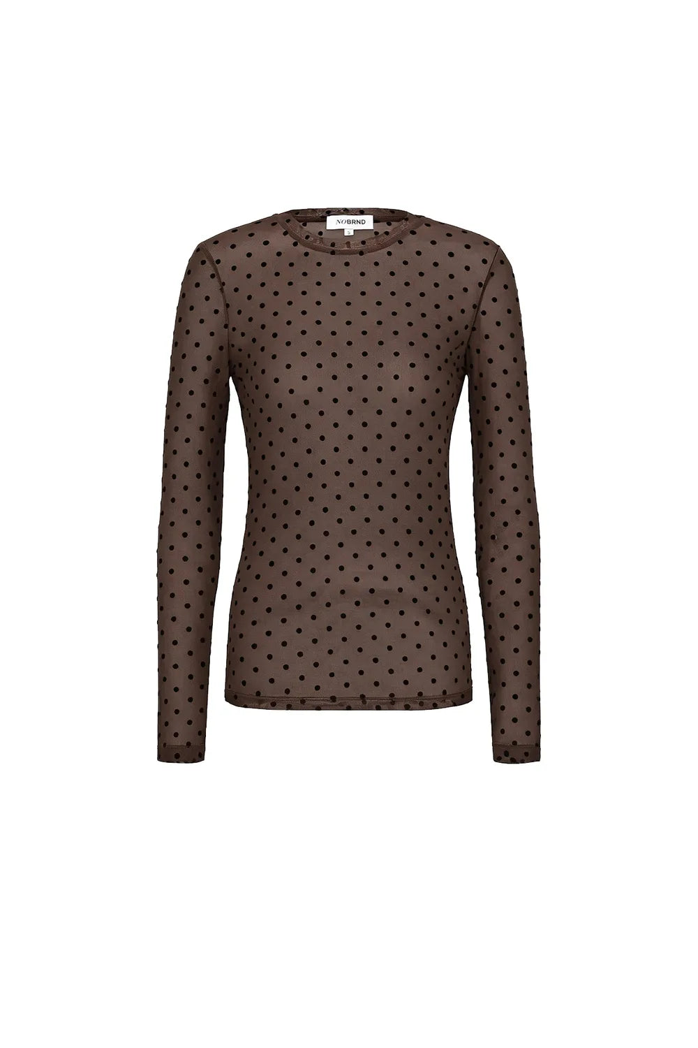 Mesh polkadot topje bruin