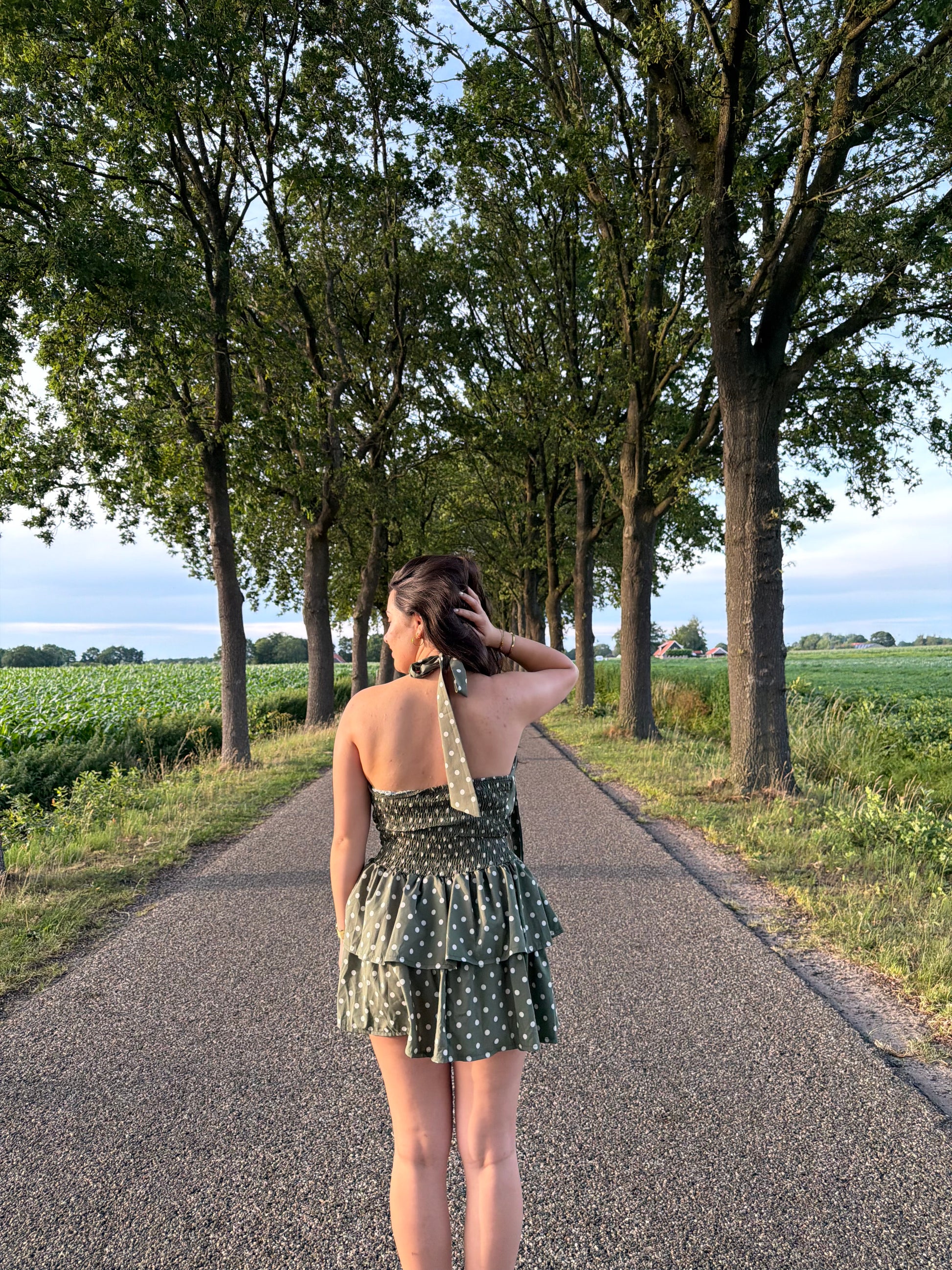 Polka dot jurkje groen