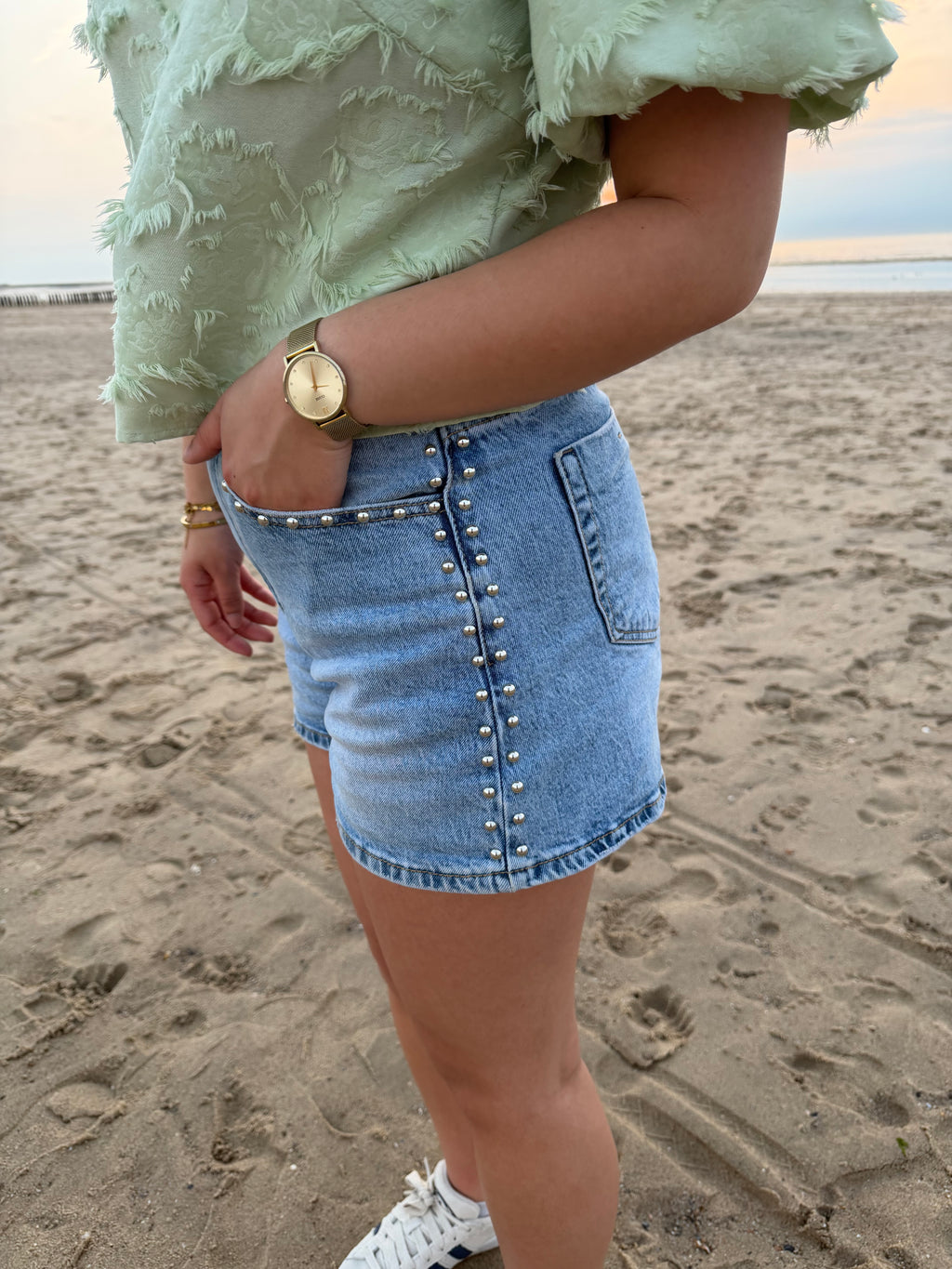 Studs denim short