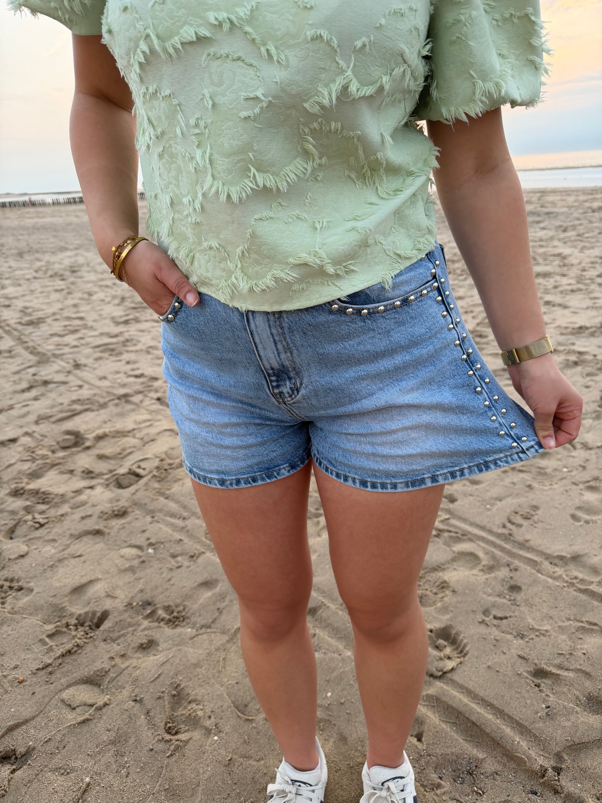 Studs denim short