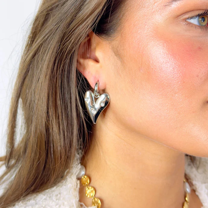 Diamant hart oorbellen