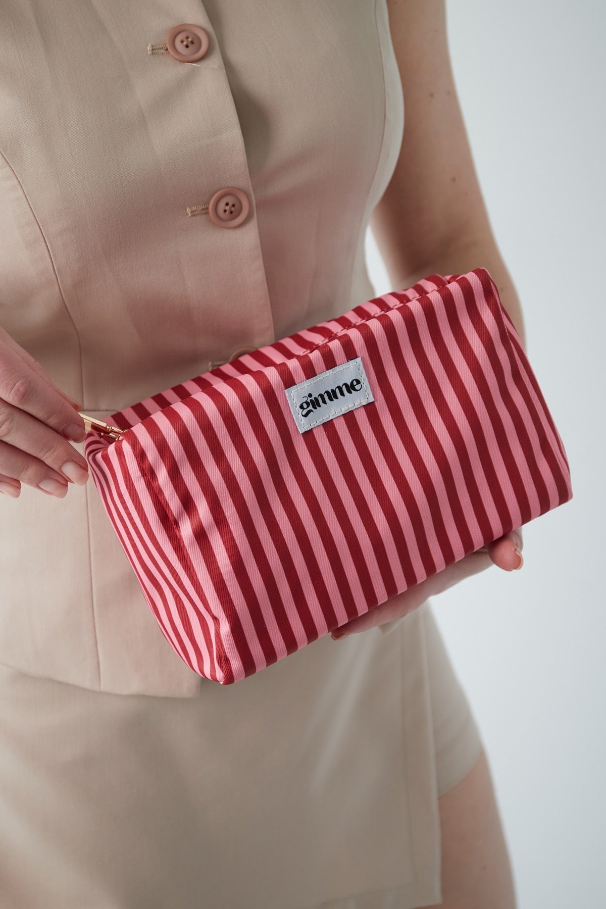 Make up tas - Rood smalle strepen
