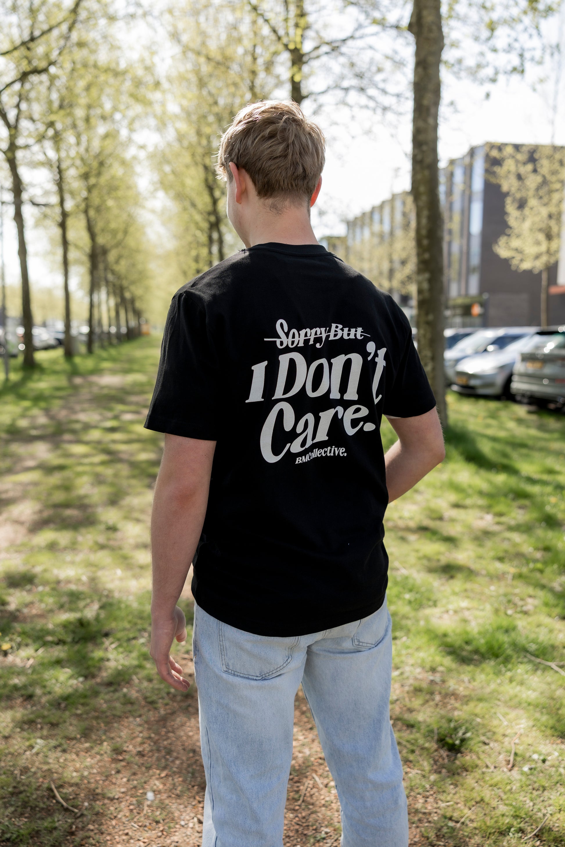 Mannen shirt - I don't care zwart