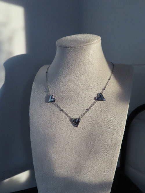 3 harten ketting zilver