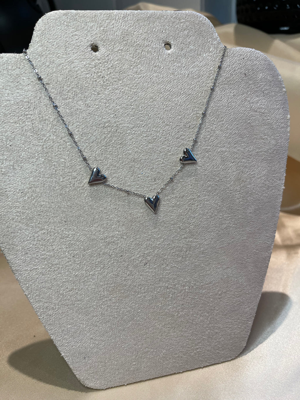Ketting - 3 harten zilver
