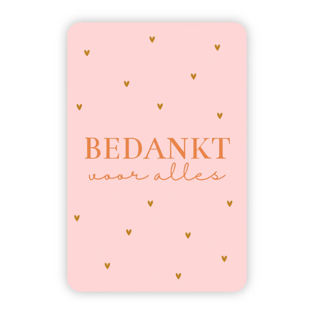 Wenskaart bedankt voor alles goudfolie