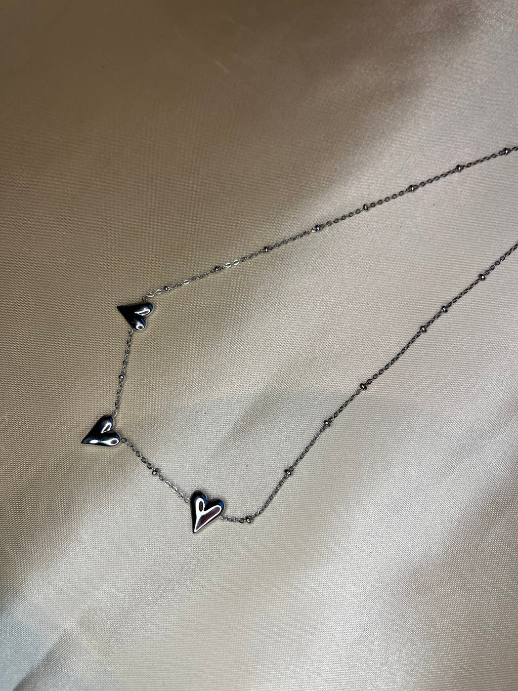 Ketting - 3 harten zilver