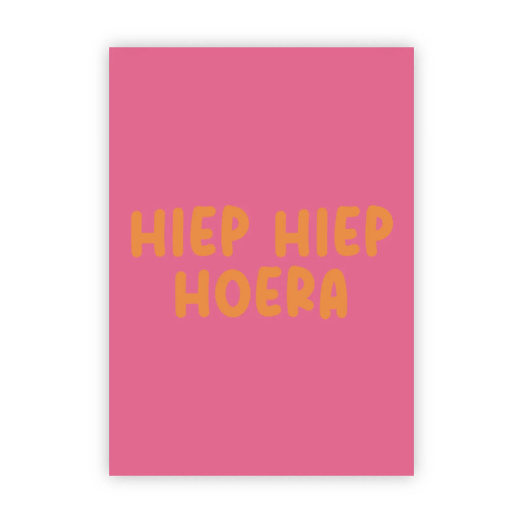 Wenskaart hiep hiep hoera roze