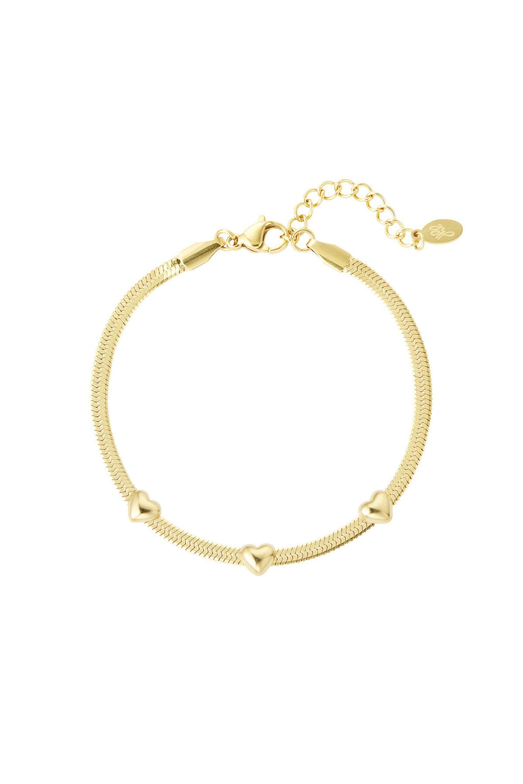 Platte armband met hartjes
