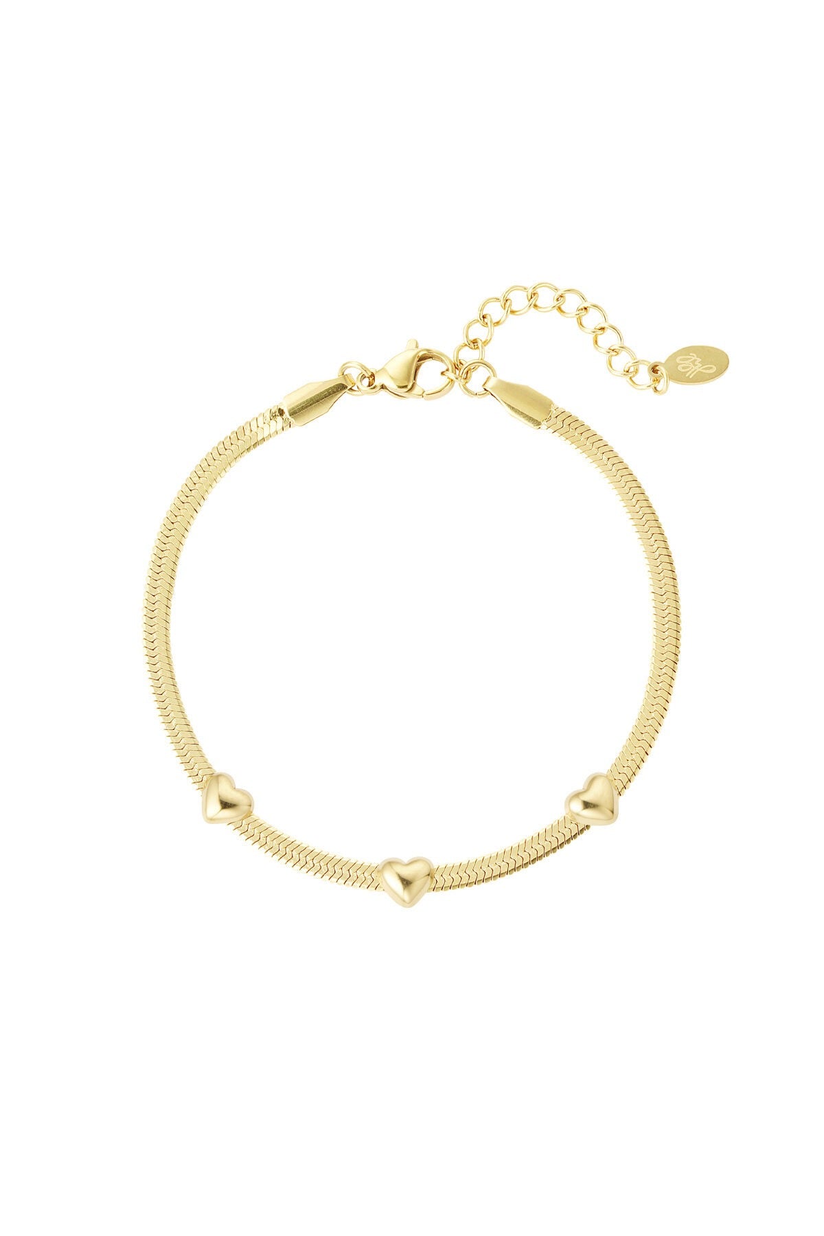 Platte armband met hartjes