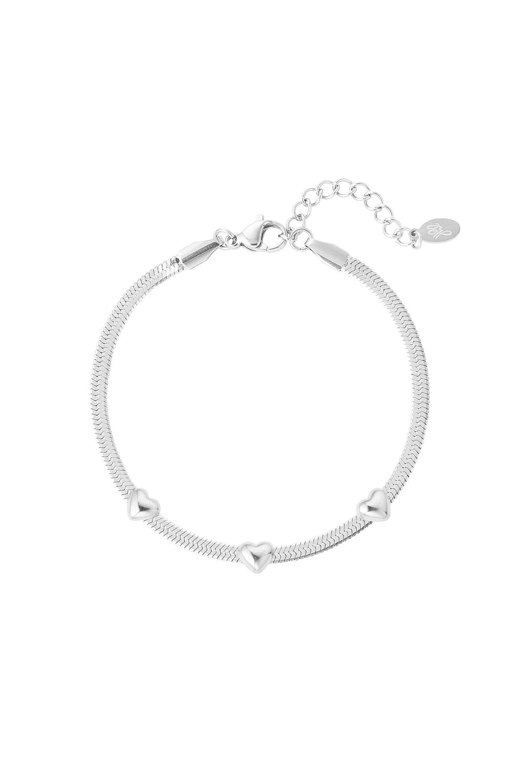 Platte armband met hartjes