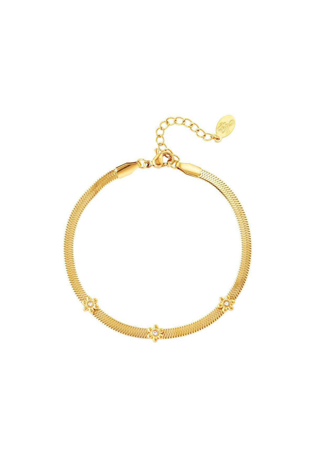 Platte armband met bloemen