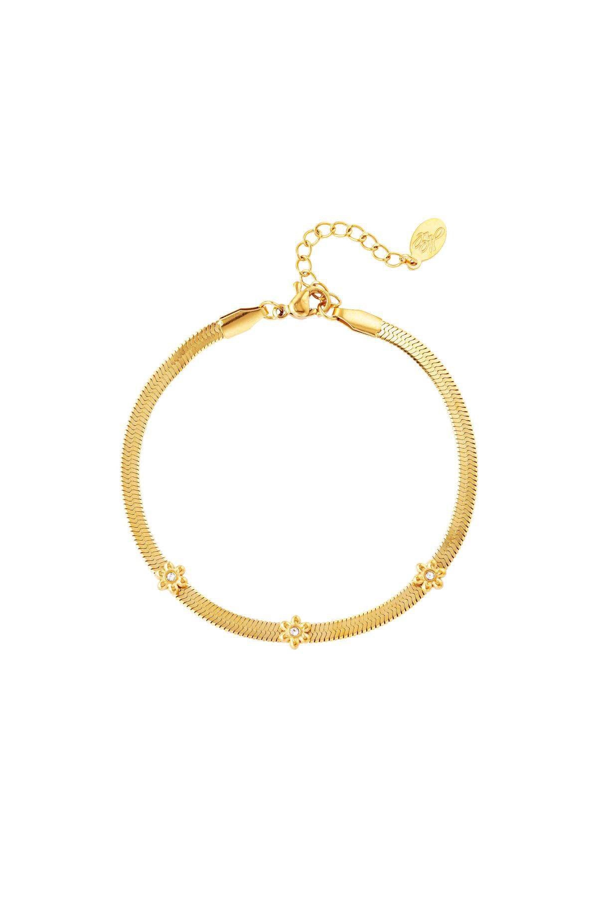 Platte armband met bloemen