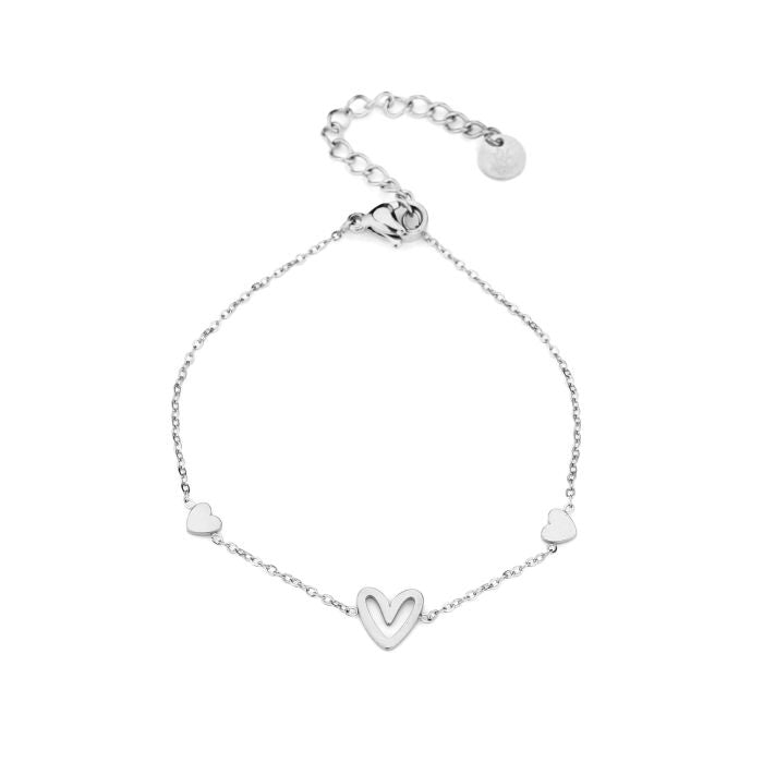 Mila armband hartjes zilver