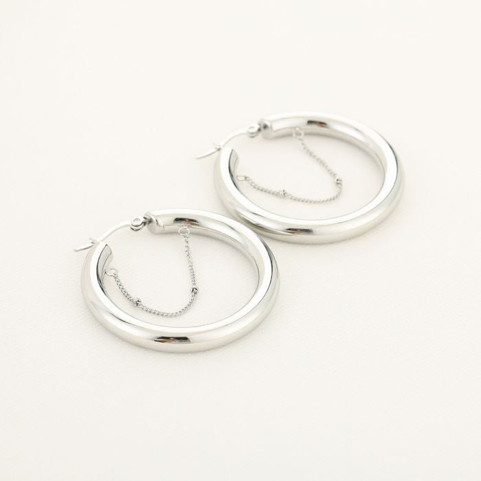 Hoop met ketting zilver I L