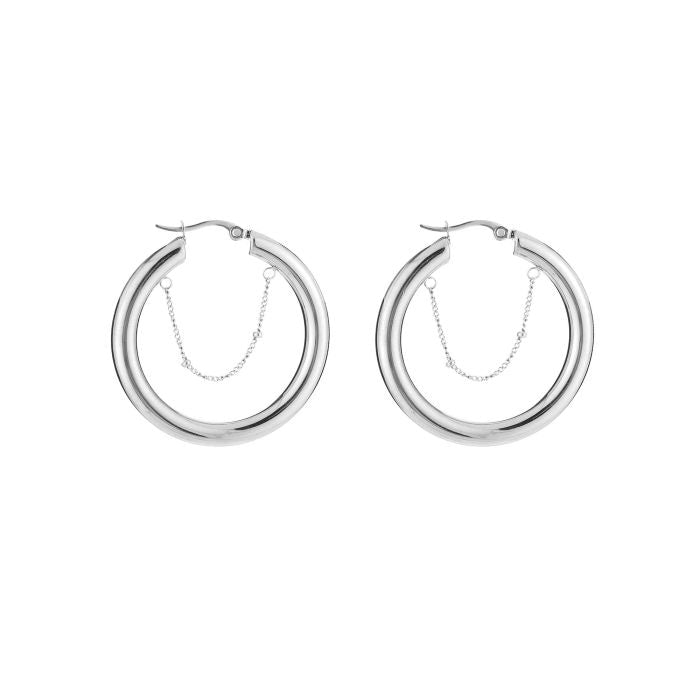 Hoop met ketting zilver I L