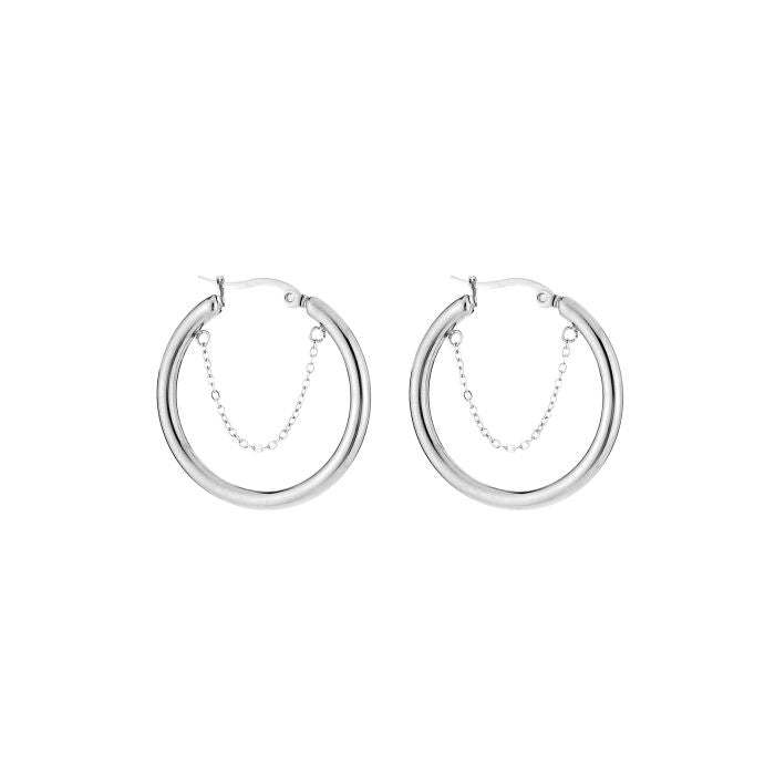 Hoop met ketting zilver I S