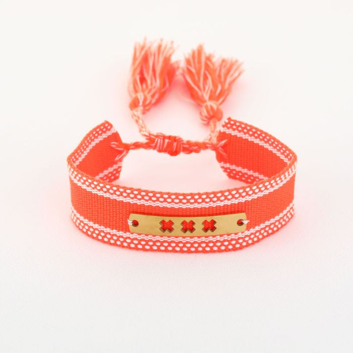 Oranje gevlochten armband