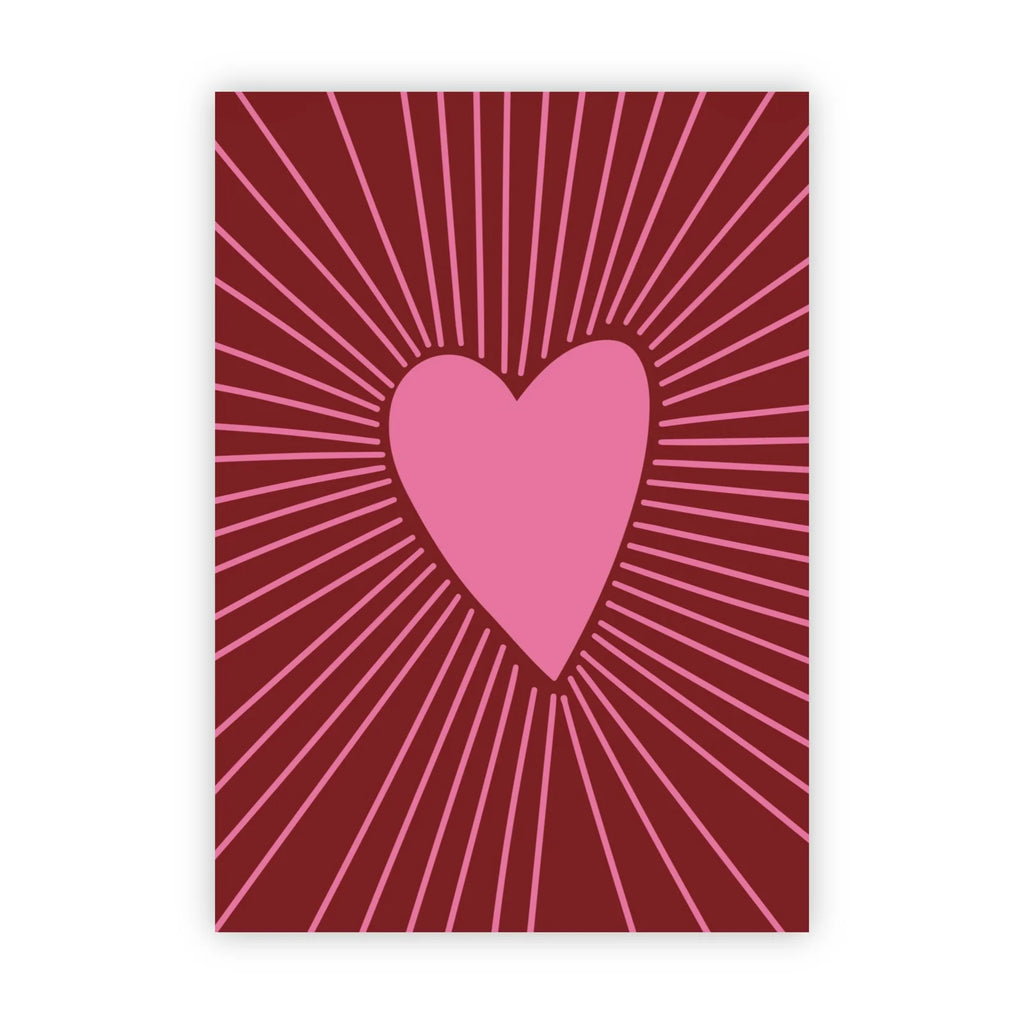 Wenskaart roze hart dubbele kaart