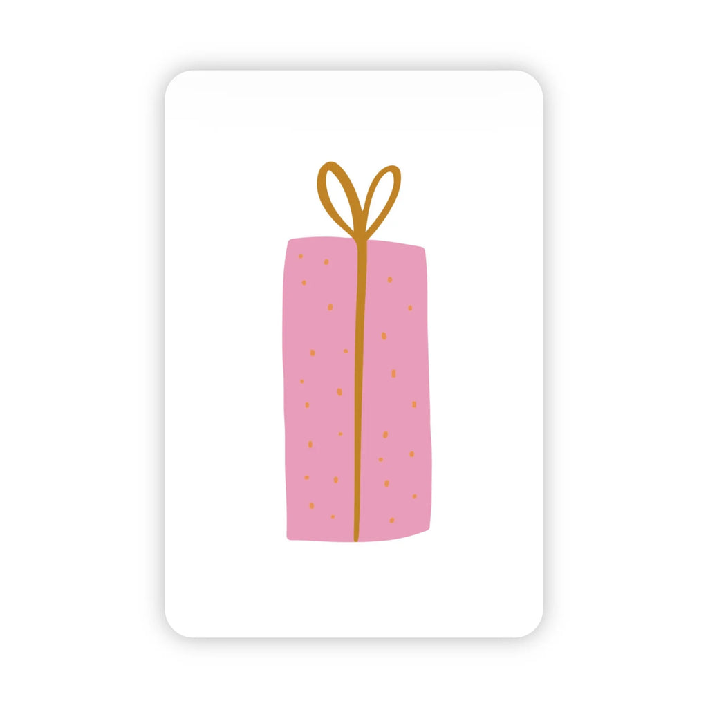 Wenskaart blanco cadeautje goudfolie