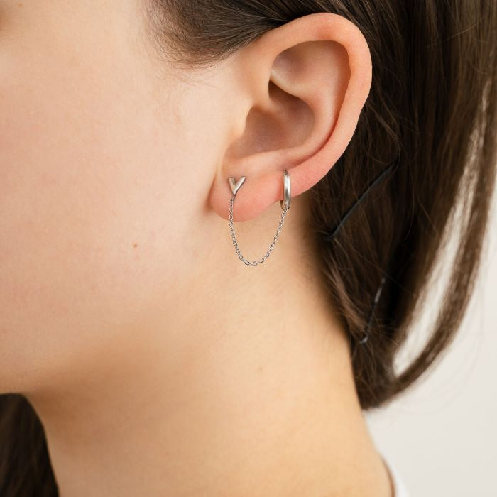 Dubbele oorbel met stud