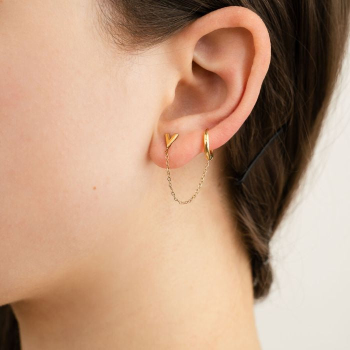 Dubbele oorbel met stud